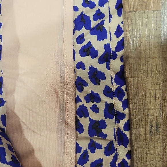 BAR III Blue Beige Black Animal Print Exposed Racer Back Zipper Dress - Picture 5 of 14